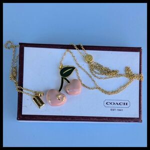 Coach Pink Cherry Signature Slider Necklace